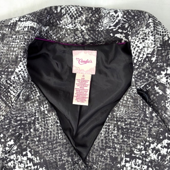 VTG Y2K Candie’s Snakeskin Print Fit & Flare Pea Coat | Black Gray | S - Picture 4 of 7